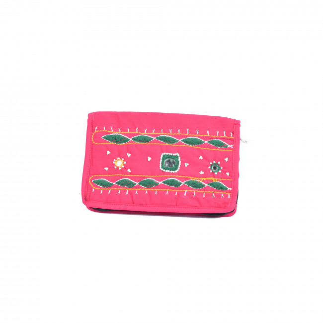 Tribes India Banjara Handmade Purse With Mobile Case Handbags for Women Pink Color