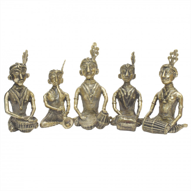 Handcrafted Musician Pair of 5 Metal Crafts Showpiece