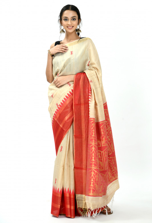 Tribes India Silk Temple Border Saree