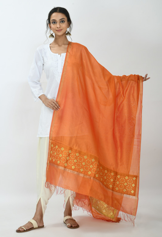 Duppatta Chanderi Cut work mirror