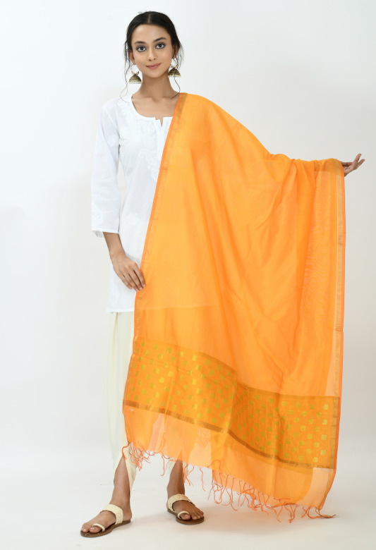 Dupatta Chanderi Cut work mirror