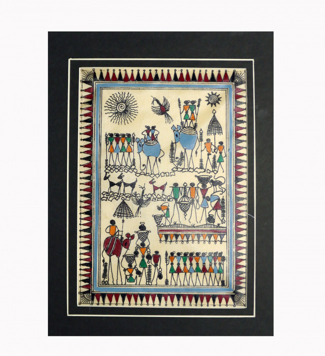 Tribes India Saura Painting Tassar with Mount