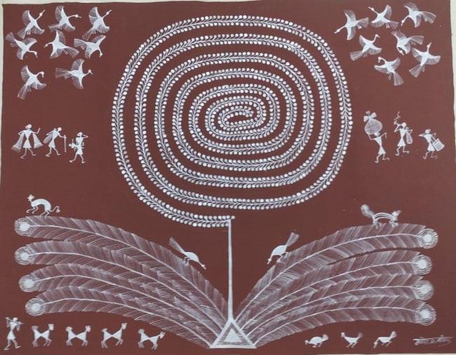 Handmade Multicolor Warli Cloth Painting