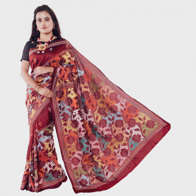 Bangalore Silk Saree With Gujrati Work
