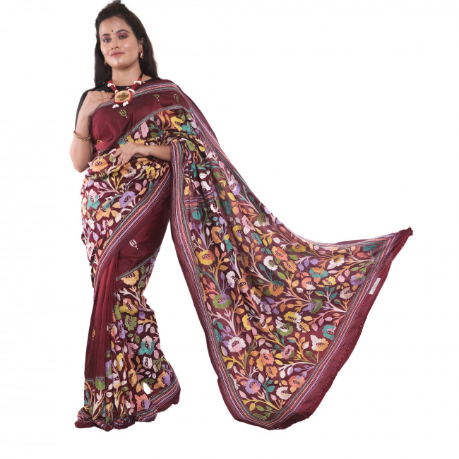 Bangalore Silk Saree With Gujrati Work