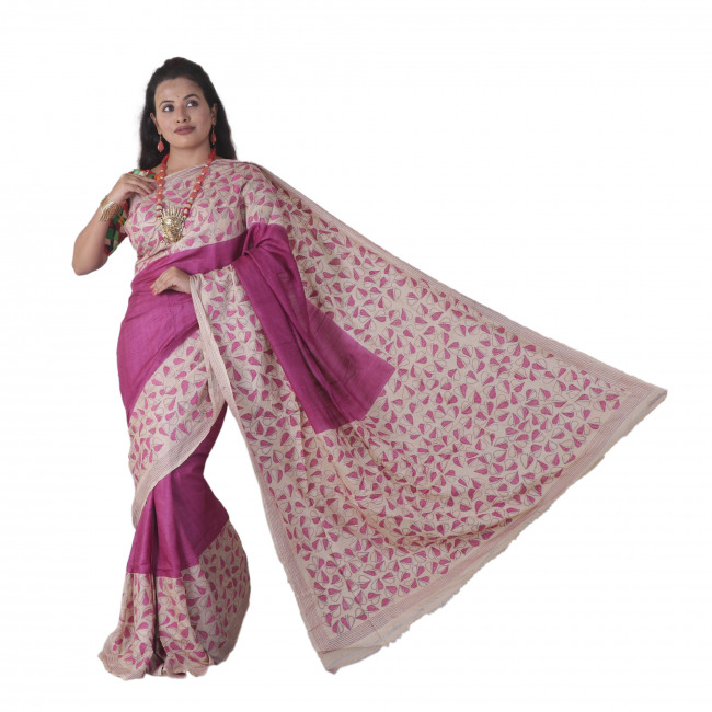 Tassar Slik Kantha Work