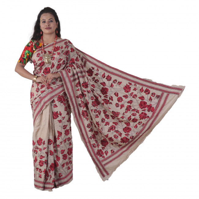 Tassar Slik Kantha Work