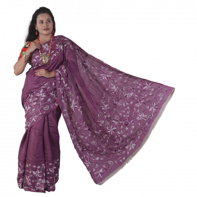 Tassar Slik Kantha Work