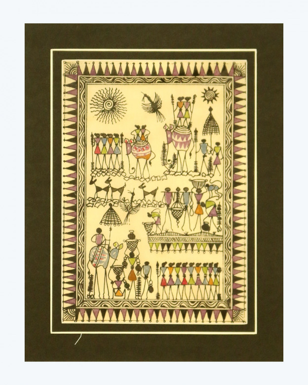 Tribes India Saura Painting Tassar with Mount