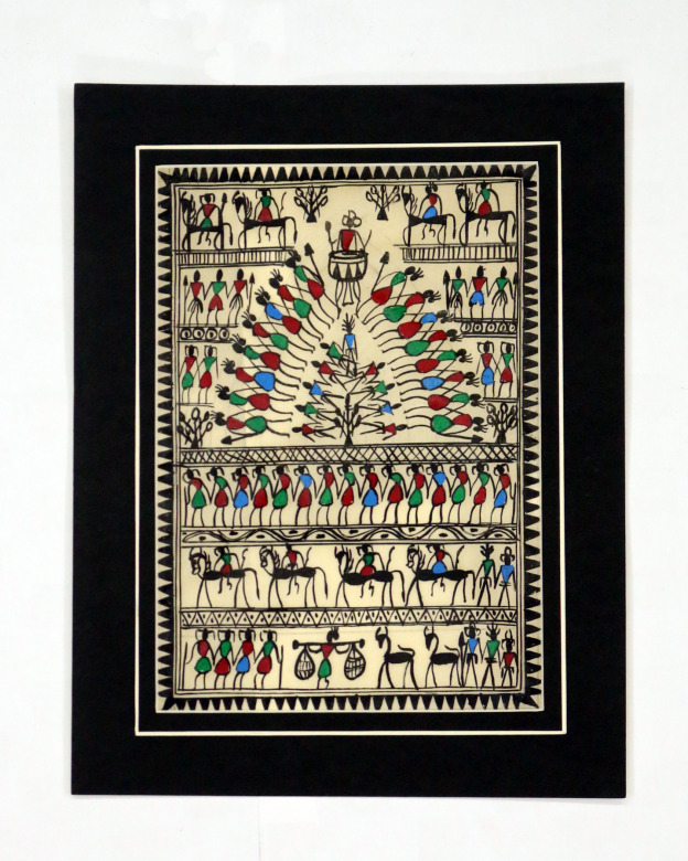 Tribes India Saura Painting Tassar with Mount