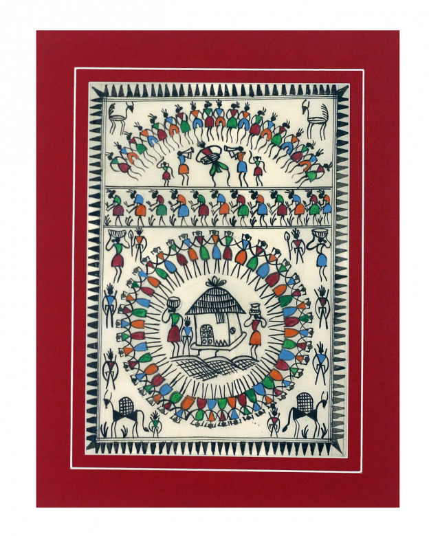 Tribes India Saura Painting Tassar with Mount