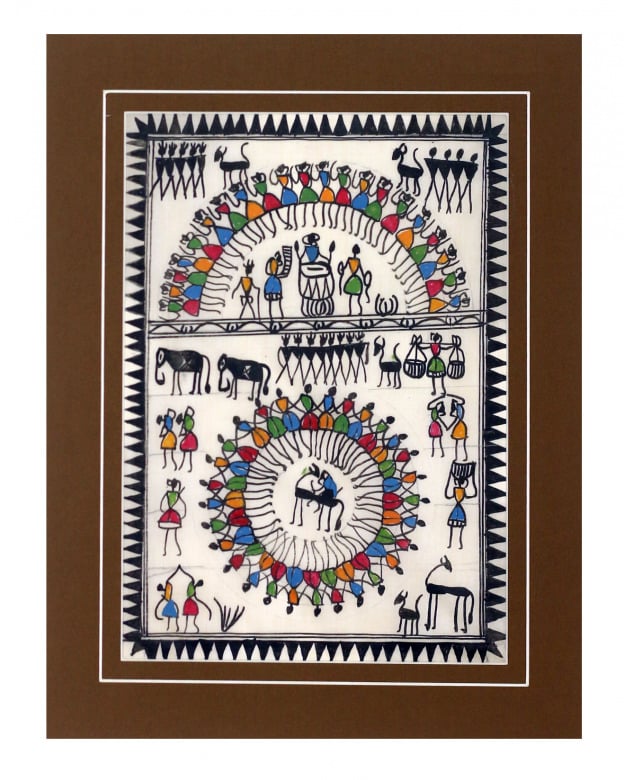 Tribes India Saura Painting Tassar with Mount