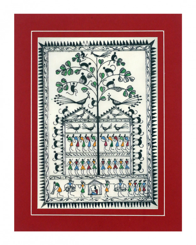 Tribes India Saura Painting Tassar with Mount