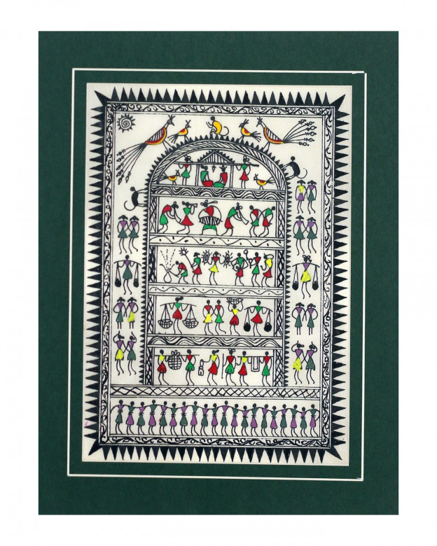 Tribes India Saura Painting Tassar with Mount