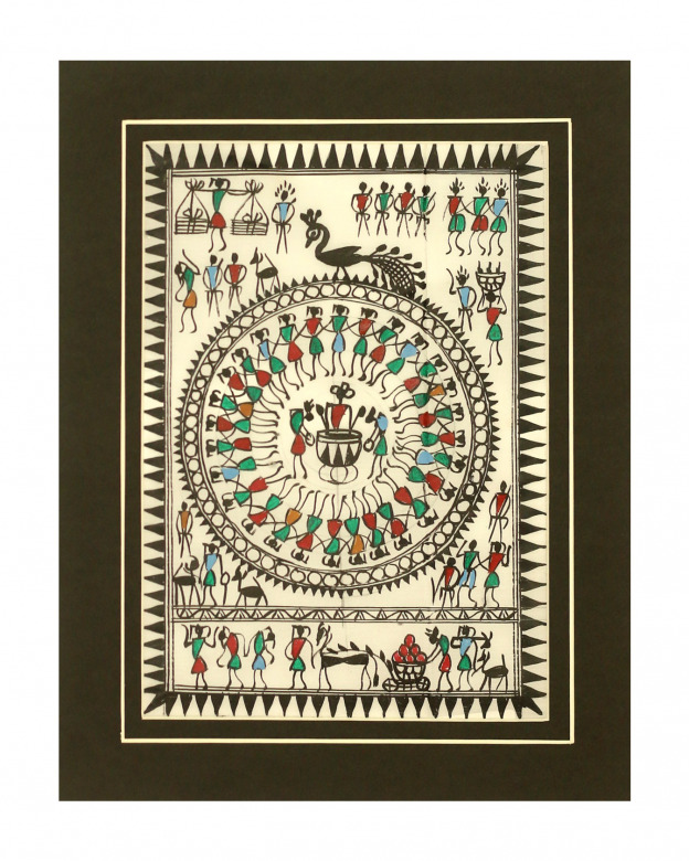Tribes India Saura Painting Tassar with Mount