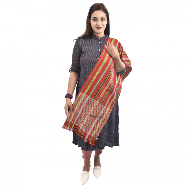Hand Woven Multicolor Cotton Risha Stole Dupatta for Women