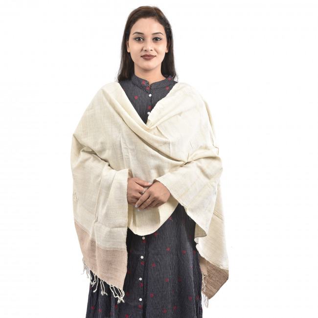 Hand Woven Eri Silk Net Design Stole/Dupatta By Tribal Artisans of Assam