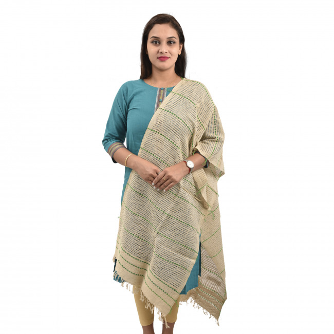 Hand Woven Eri Silk Net DesignStole/Dupatta By Tribal Artisans of Assam