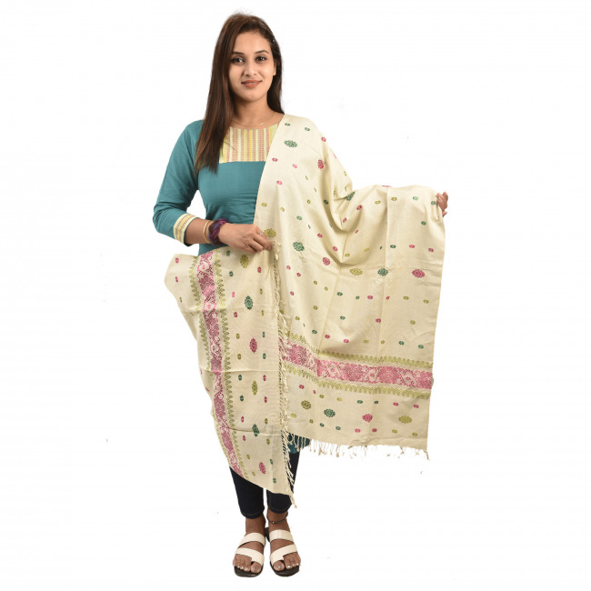 Hand Woven Traditional Eri Silk Shawl By Tribal Artisans of Assam