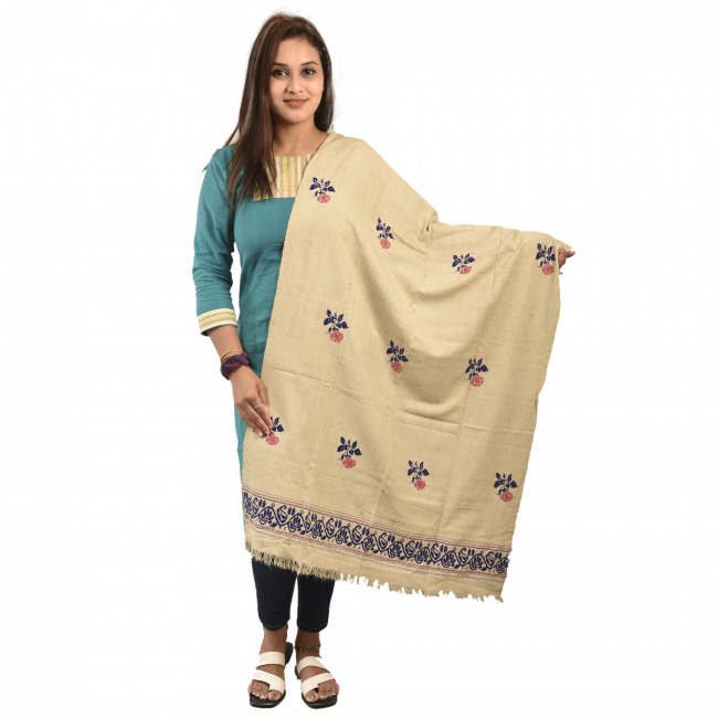 Hand Woven Traditional Eri Silk Stole Dupatta By Tribal Artisans of Assam