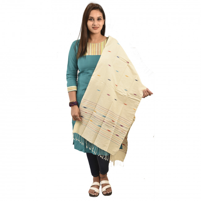 Hand Woven Traditional Eri Silk Stole Dupatta By Tribal Artisans of Assam