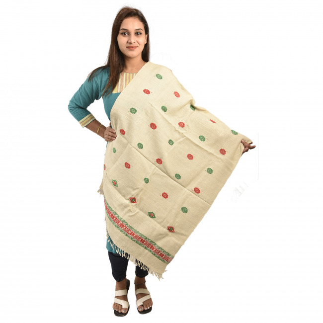 Hand Woven Traditional Eri Silk Shawl By Tribal Artisans of Assam