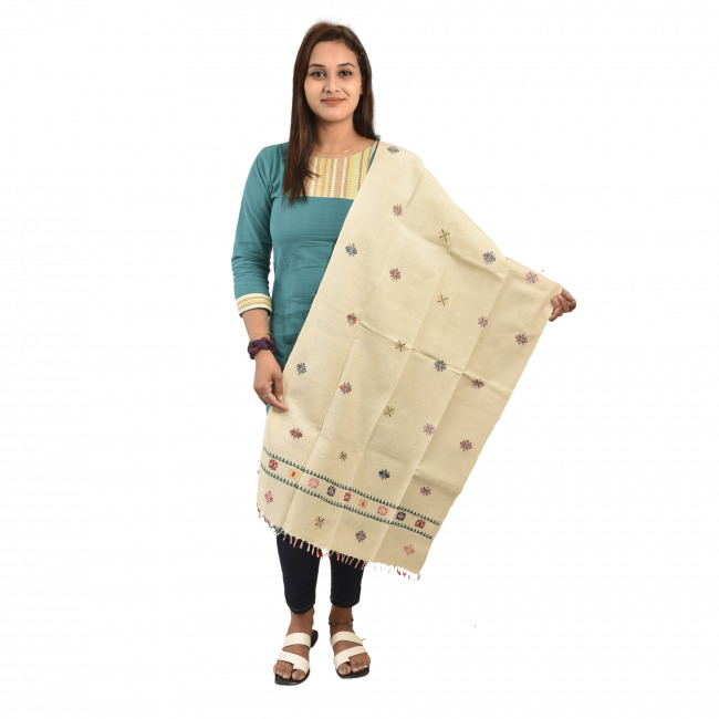 Hand Woven Traditional Eri Silk Stole By Tribal Artisans of Assam