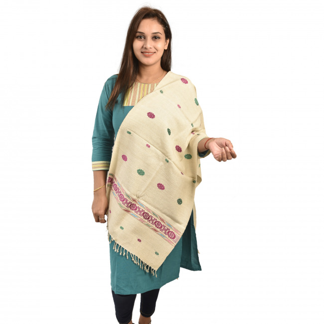 Hand Woven Traditional Eri Silk Stole By Tribal Artisans of Assam