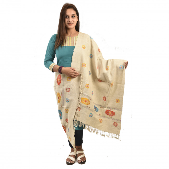 Hand Woven Traditional Eri Silk Stole By Tribal Artisans of Assam