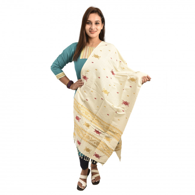 Hand Woven Traditional Eri Silk Stole By Tribal Artisans of Assam
