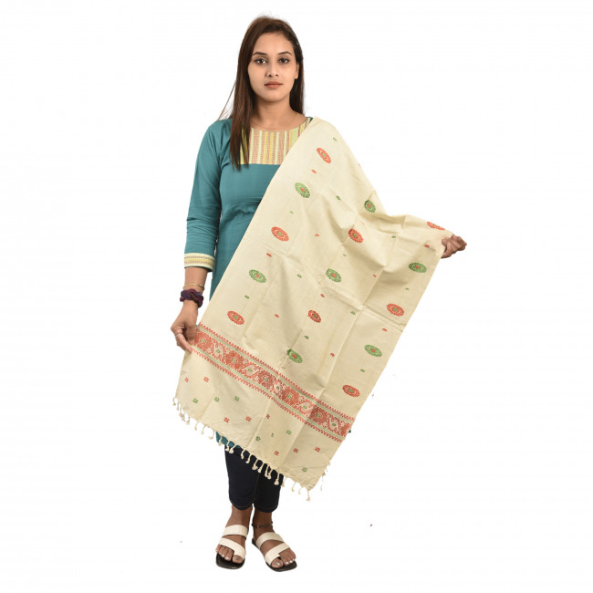 Hand Woven Traditional Eri Silk Stole By Tribal Artisans of Assam