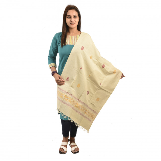 Hand Woven Traditional Eri Silk Stole By Tribal Artisans of Assam