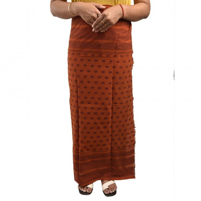 Handwoven Pure Cotton Brown Designer Kamlet Wrapper