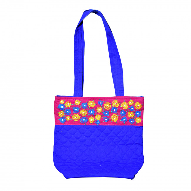 Hand Work Embroidery Bag Blue (35Ã—32 cm)