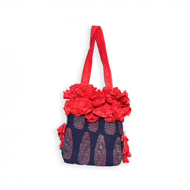 Handcrafted Flower Bag Black (36Ã—32 cm)