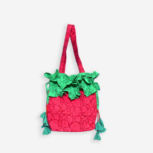 Handcrafted Flower Bag Pink (36Ã—32 cm)