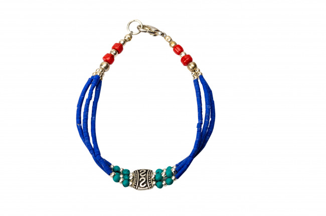 Handwoven Blue Triple Line Bracelet