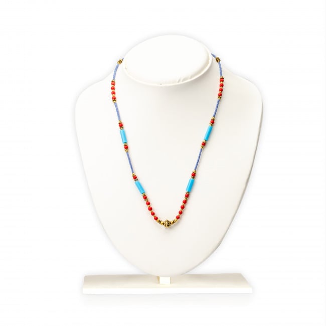 Handmade Blue Single Line Firoza Mala Leh