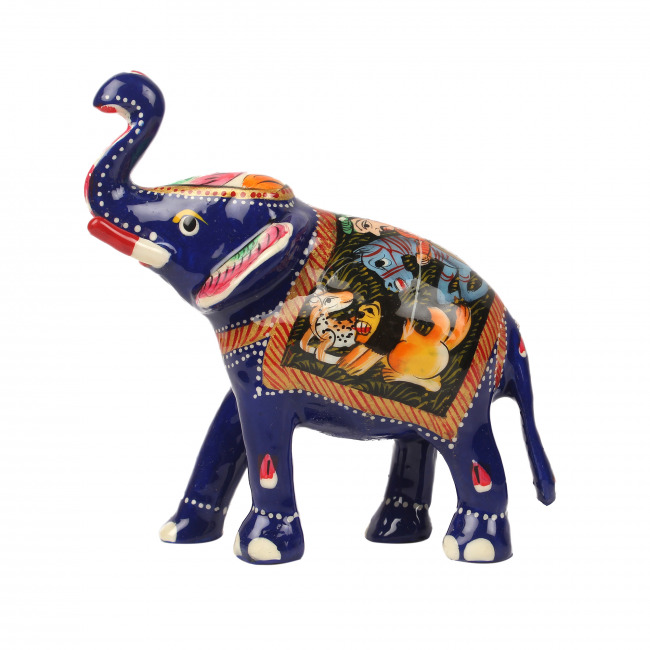 Metal Meenakari Shikaar painting Elaphant (4 Inches)