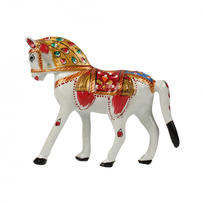 Metal Meenakari Horse Showpiece (5 Inches)