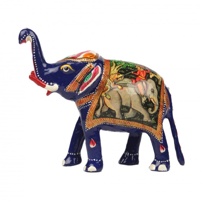 Metal Meenakari Shikaar painting Elaphant (6 Inches)
