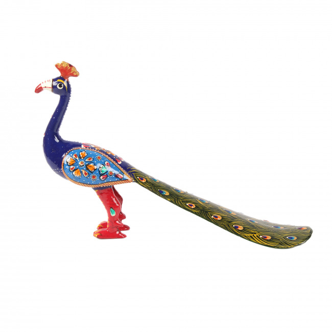 Metal Meenakari Painting Blue Peacock (6 Inches)