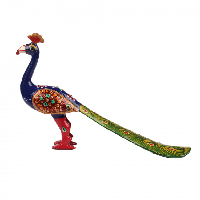 Metal Meenakari Painting Red Peacock (6 Inches)