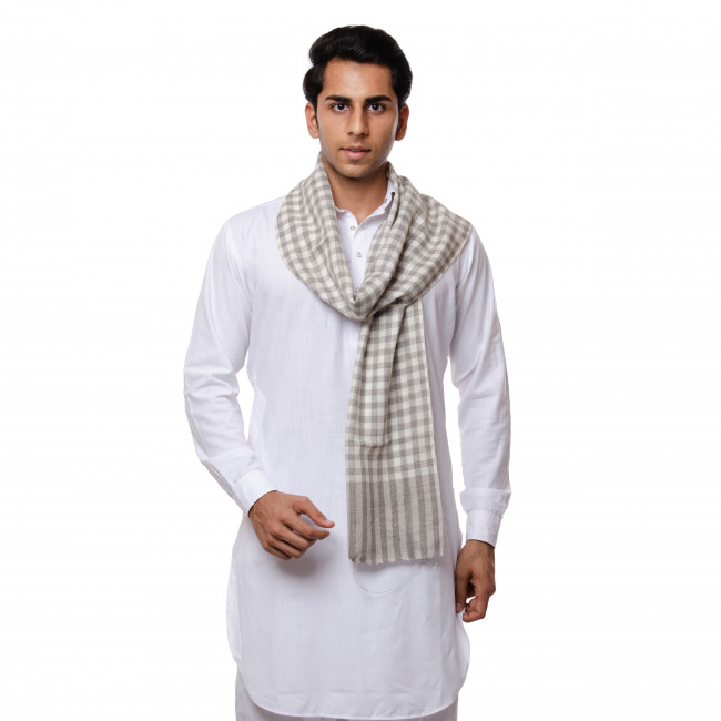 Handwoven Pure Woolen Multicolor Check Muffler Leh