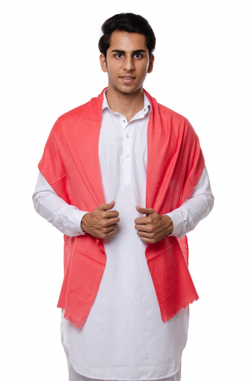 Handwoven Pure Woolen Pink Muffler Leh