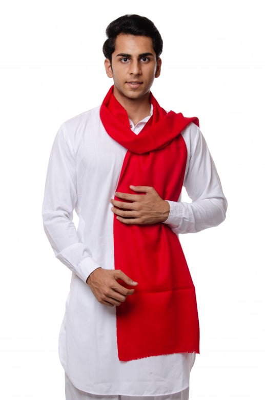 Handwoven Pure Woolen Red Muffler Leh