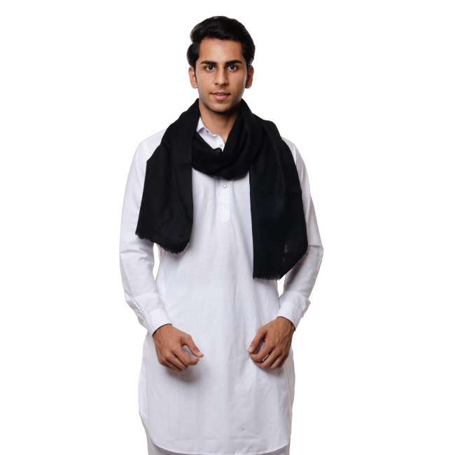 Handwoven Pure Woolen Black Muffler Leh