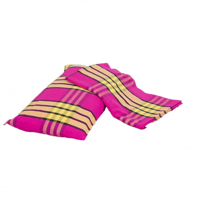 Tribes India Handmade Cotton Check Printed Single Bedsheet Pillow Cover Set (Copy)