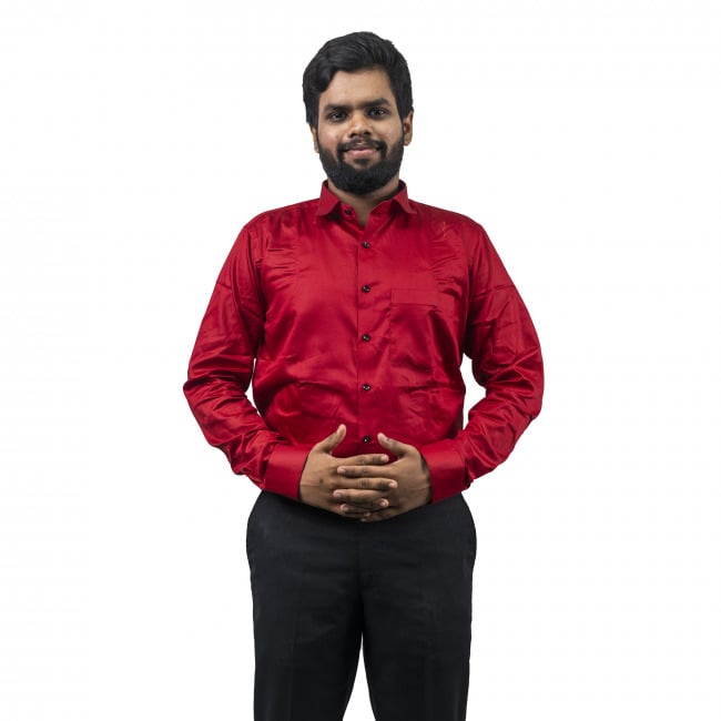 Tribes India Maroon Roseberry Cotton Shirt