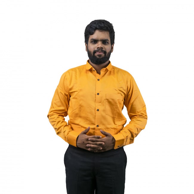 Tribes India Lite Yellow Roseberry Cotton Shirt - 36